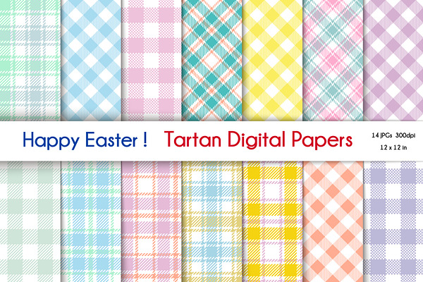Easter Tartan Digital Papers