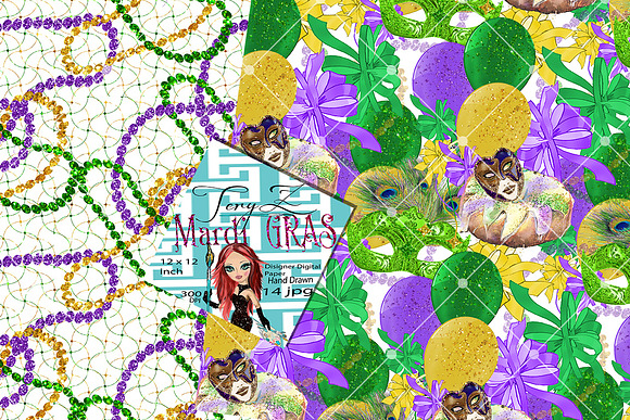 Mardi Gras Carnival Masks Paper in Patterns - product preview 1