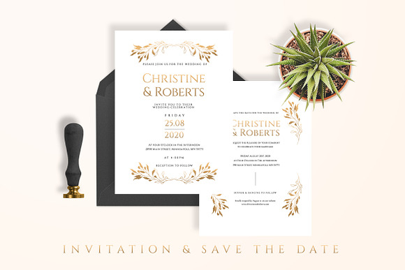Modern Sketch & Gold Wedding Suite in Wedding Templates - product preview 1