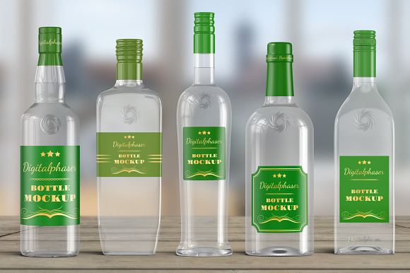 20 Clear Rum Bottle Mockups Bundle in Product Mockups - product preview 4