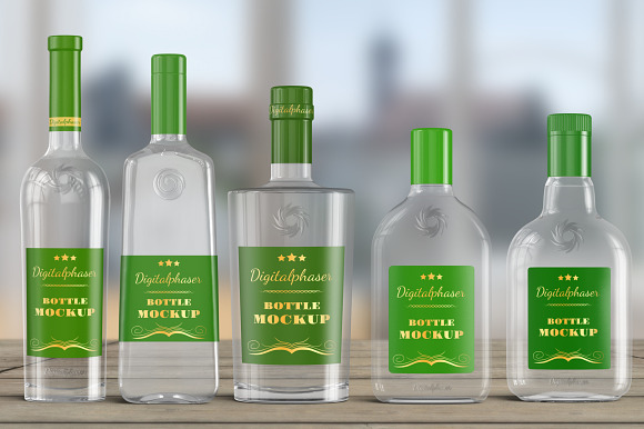 20 Clear Rum Bottle Mockups Bundle in Product Mockups - product preview 8