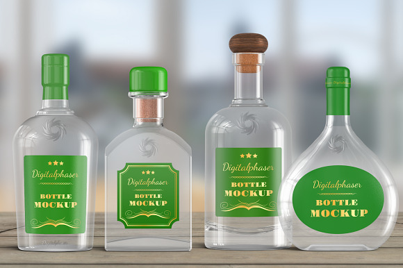 20 Clear Rum Bottle Mockups Bundle in Product Mockups - product preview 10