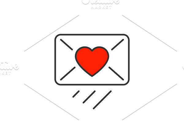 Love message sendind line icon
