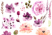 Violet Watercolor Clipart elements