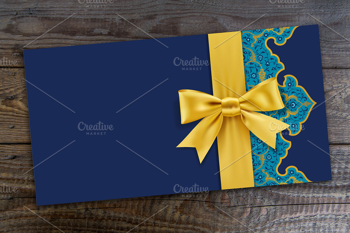 Golden Bow Template in Card Templates - product preview 8