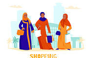 Arabs women shopping composition