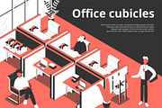 Office cubicles isometric background