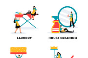 House cleaning services set