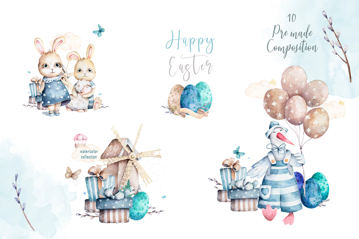 Happy Easter Spring Set in Illustrations - product preview 8