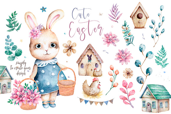 Happy Easter Spring Set in Illustrations - product preview 1