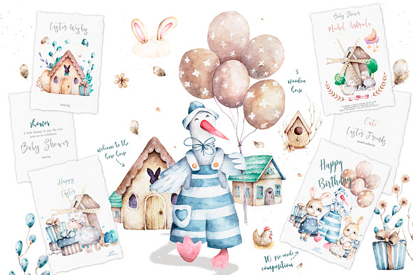 Happy Easter Spring Set in Illustrations - product preview 2