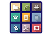 Set of flat office icons
