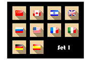 international country flags on flat