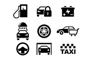 Black and white car service  icons