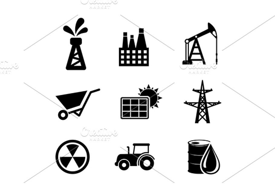 Set of black and white industrial ic in Graphics - product preview 8