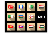 Set of flat flag icons of Eastern co