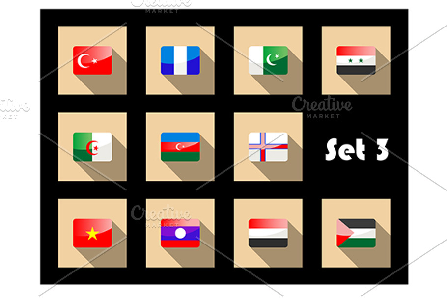 Set of flat flag icons of Eastern co in Graphics - product preview 8