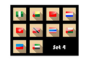 Flat icons set of international flag