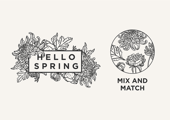 Hand drawn flowers on spring in Illustrations - product preview 2