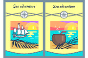 Sea Adventure Banners Set Vector