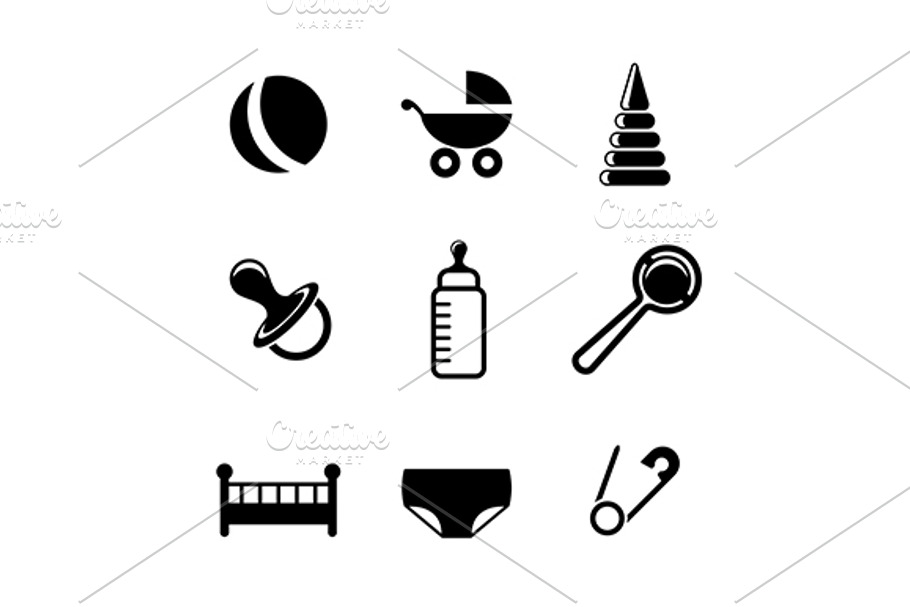 Baby and childish icons in Graphics - product preview 8