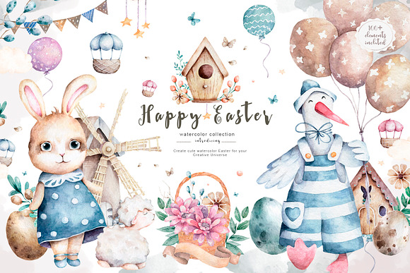 Happy Easter Spring Set in Illustrations - product preview 11