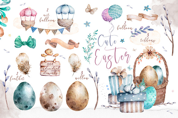 Happy Easter Spring Set in Illustrations - product preview 12