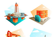 Petroleum industry isometric icons