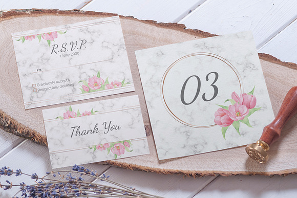 Tulip and Marble. Wedding invitation in Wedding Templates - product preview 1