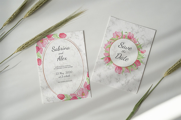 Tulip and Marble. Wedding invitation in Wedding Templates - product preview 2
