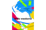Hello weekend phrase postcard