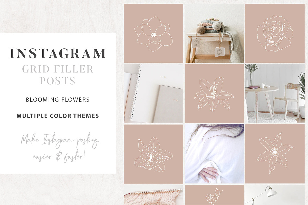 Instagram Floral grid filler Posts in Instagram Templates - product preview 8