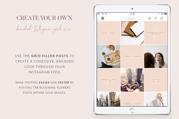 Instagram Floral grid filler Posts in Instagram Templates - product preview 1