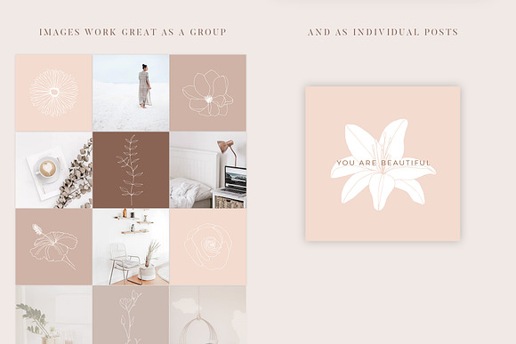 Instagram Floral grid filler Posts in Instagram Templates - product preview 2