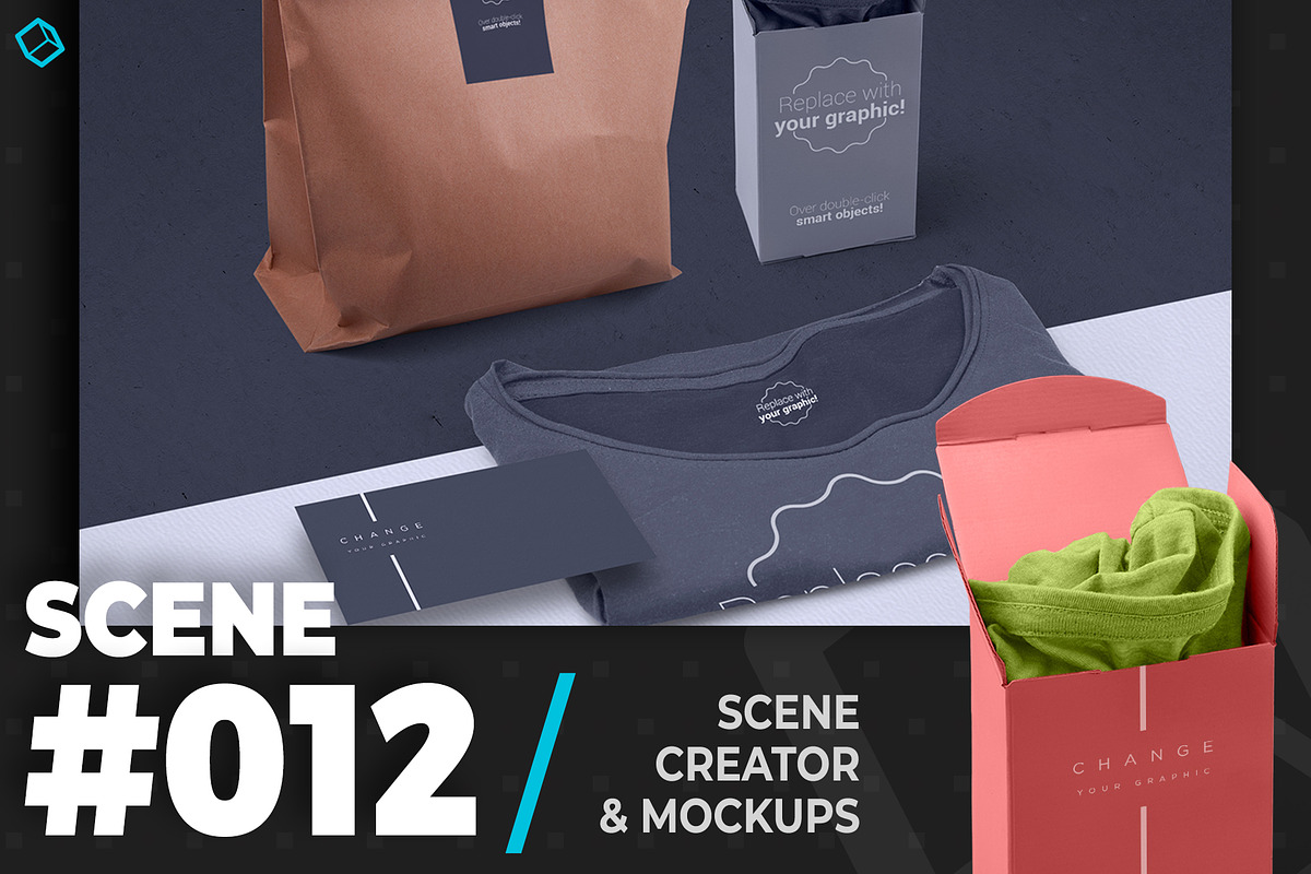 T-shirt And Business Card Mockup in Scene Creator Mockups - product preview 8