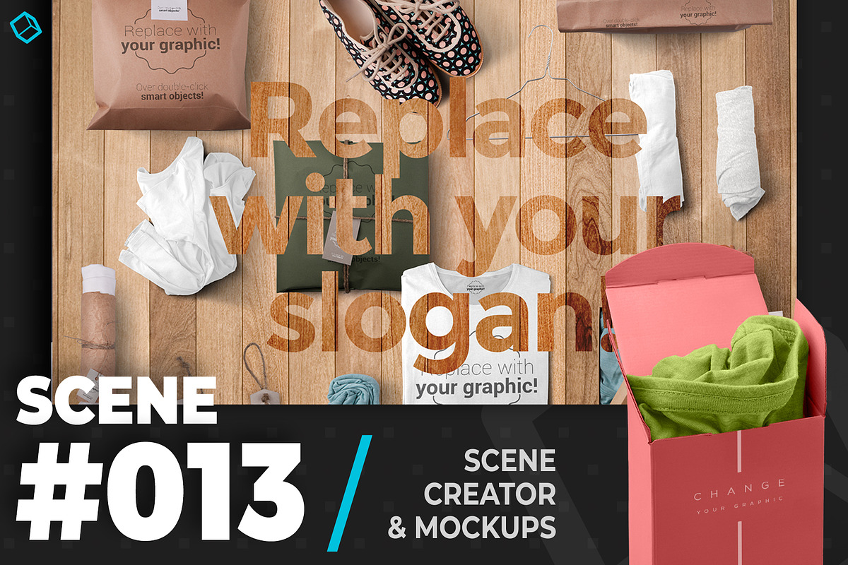 T-shirt On Wooden Background Mockup in Scene Creator Mockups - product preview 8