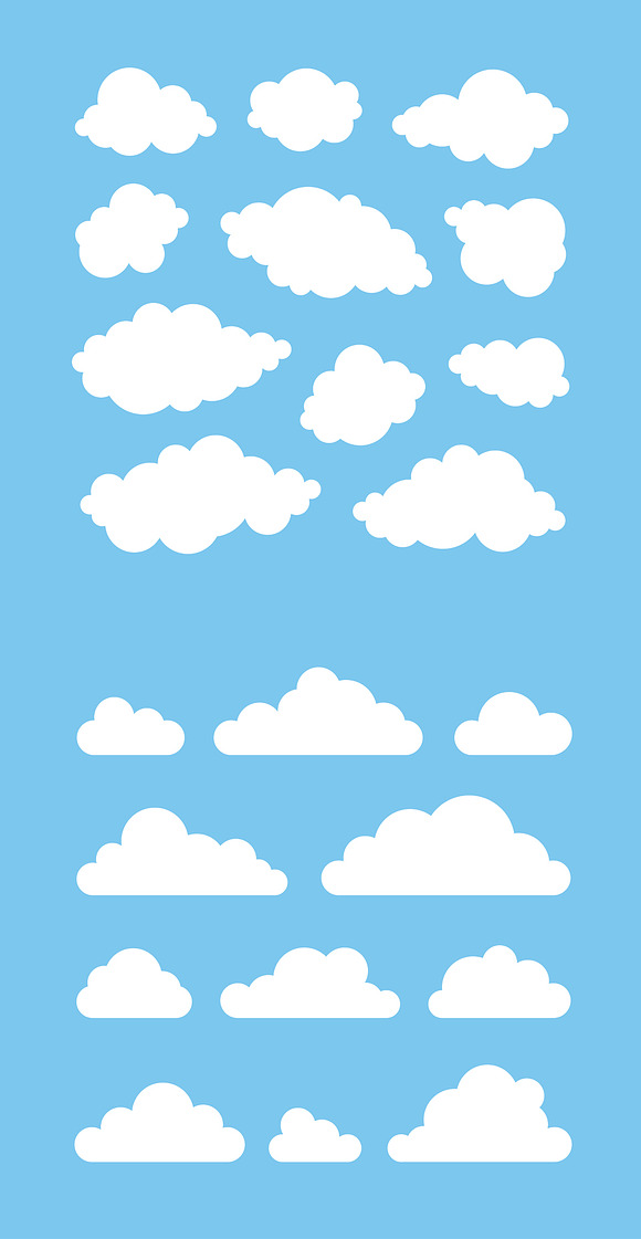 10 sets of clouds and 18 seamless in Illustrations - product preview 3