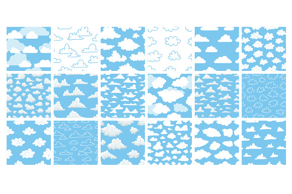 10 sets of clouds and 18 seamless in Illustrations - product preview 6