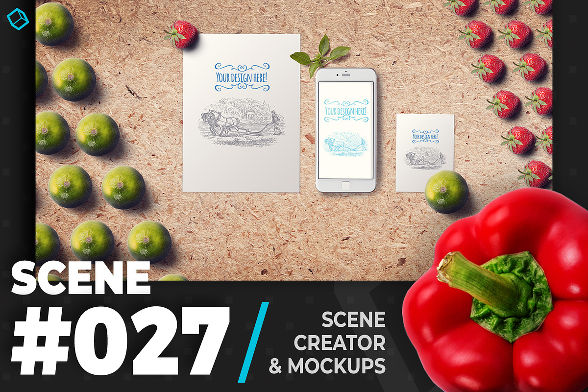 Fruits On Sawdust Background Mockup in Scene Creator Mockups - product preview 8