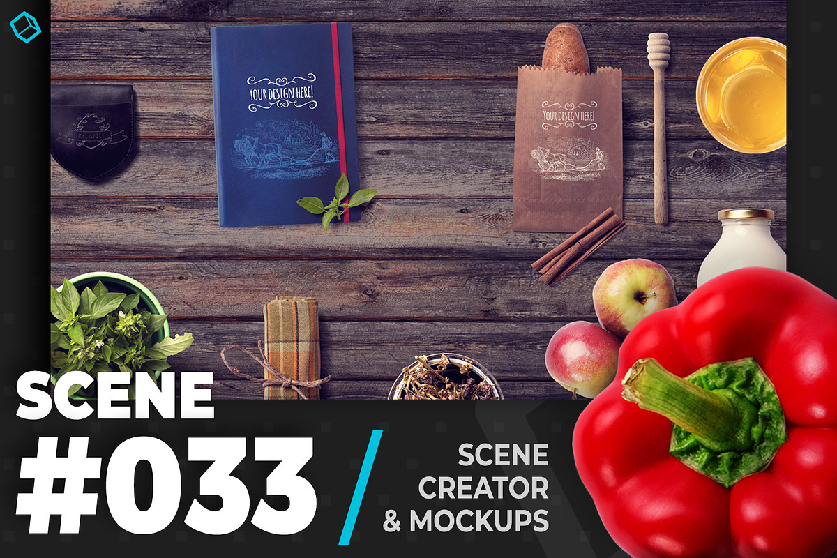 Organic Food & Honey And Cinnamon in Scene Creator Mockups - product preview 8