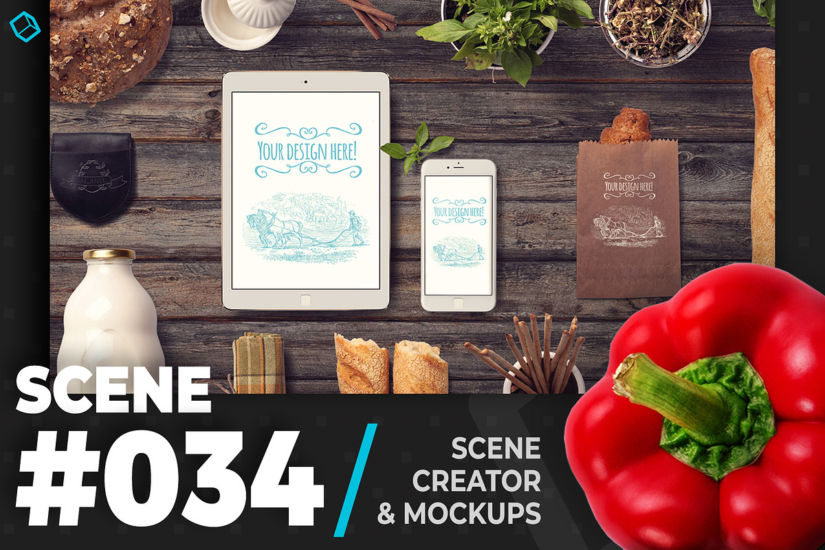Organic Food Mockup Tablet And Phone in Scene Creator Mockups - product preview 8