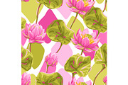 Seamless pattern with lotus flowers