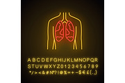 Ill lungs neon light icon