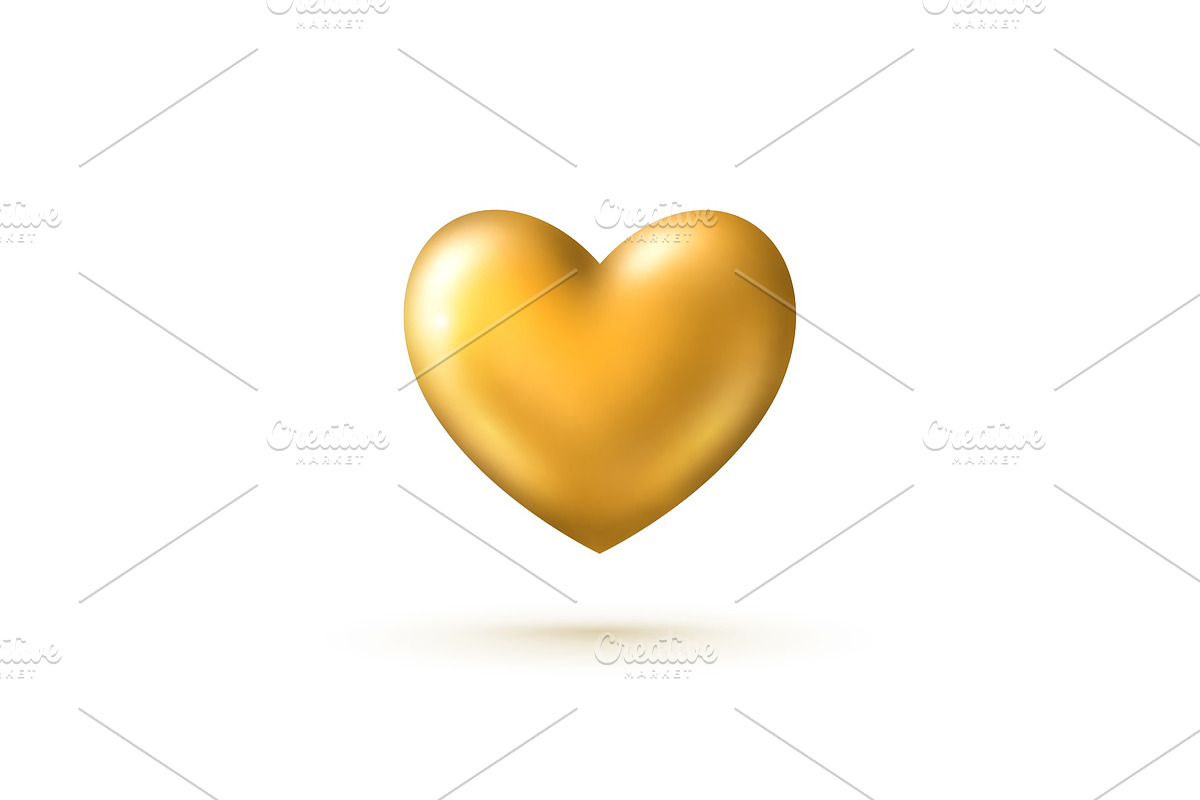 Golden heart isolated on white in Illustrations - product preview 8