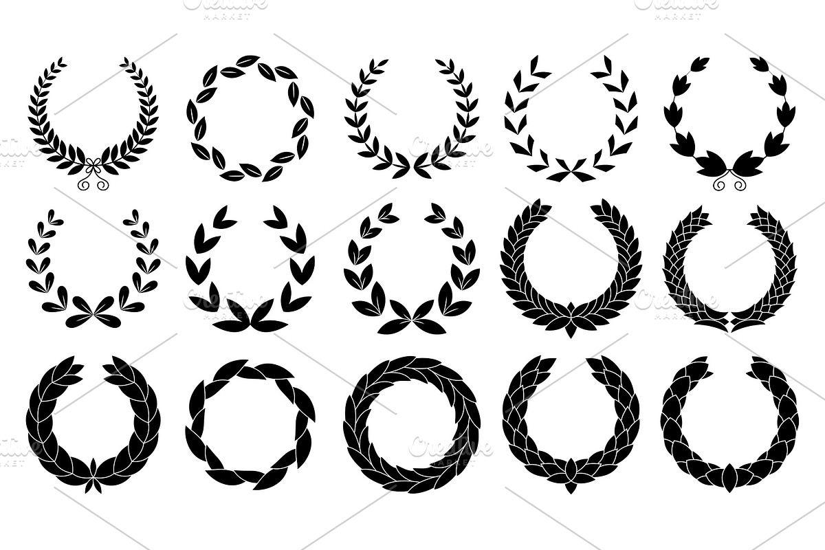 Set of wreaths circular laurel in Illustrations - product preview 8