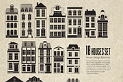 Set of 18 vector houses