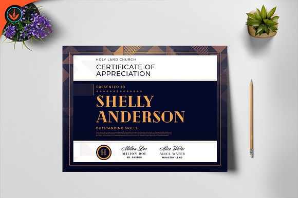 Art Deco Modern Church Certificate in Stationery Templates - product preview 3