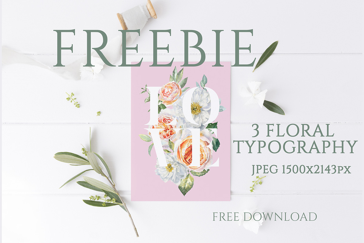 FREEBIE Floral Typography Free in Illustrations - product preview 8