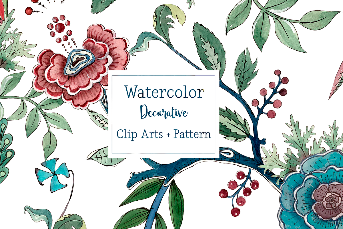 Watercolor Decorative Clip Arts in Illustrations - product preview 8