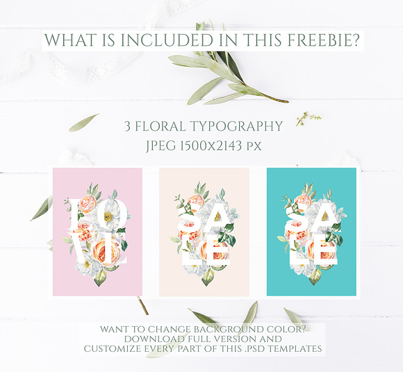FREEBIE Floral Typography Free in Illustrations - product preview 7